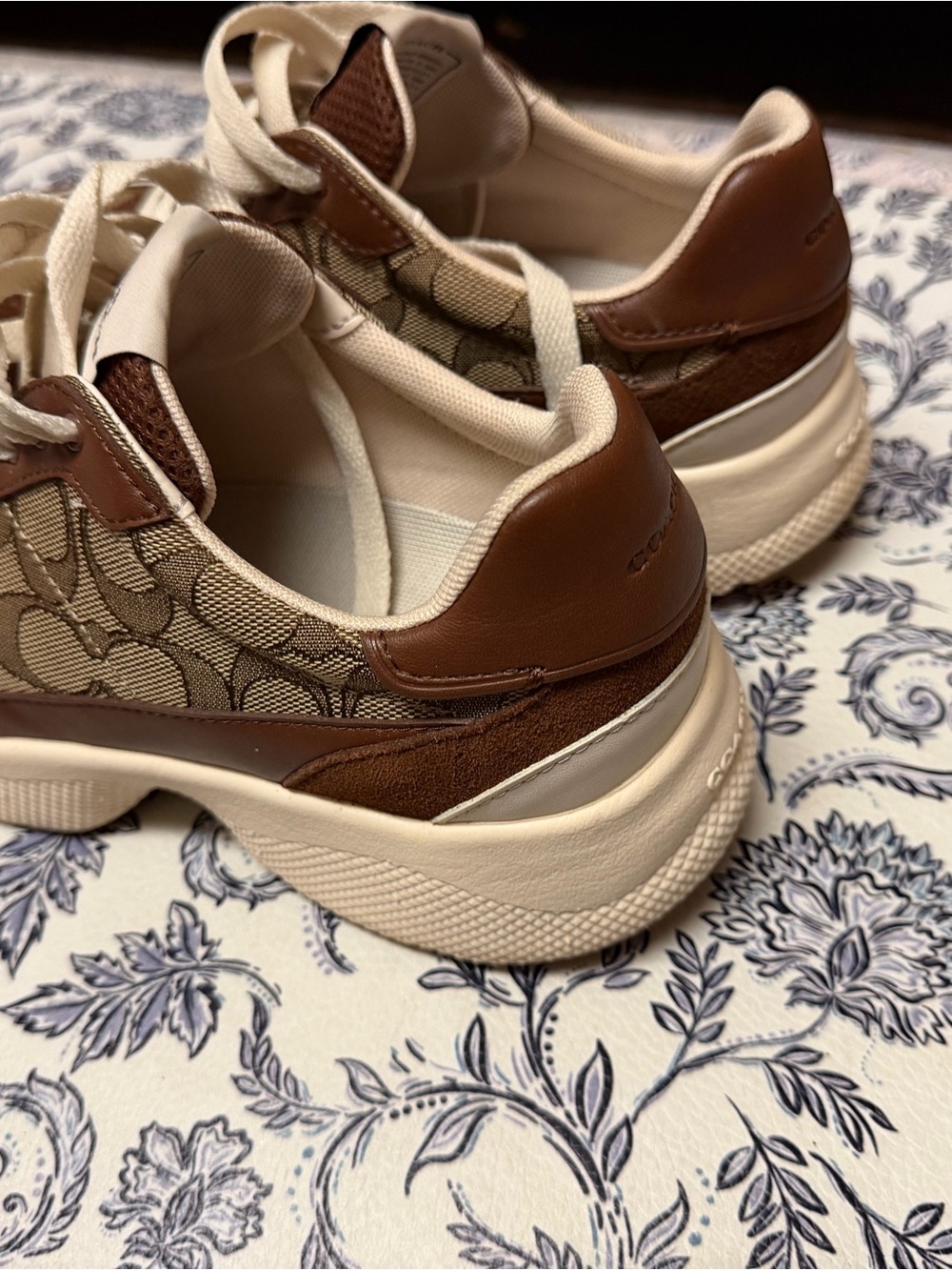 Coach Beige & Brown Signature Chunky Sneakers